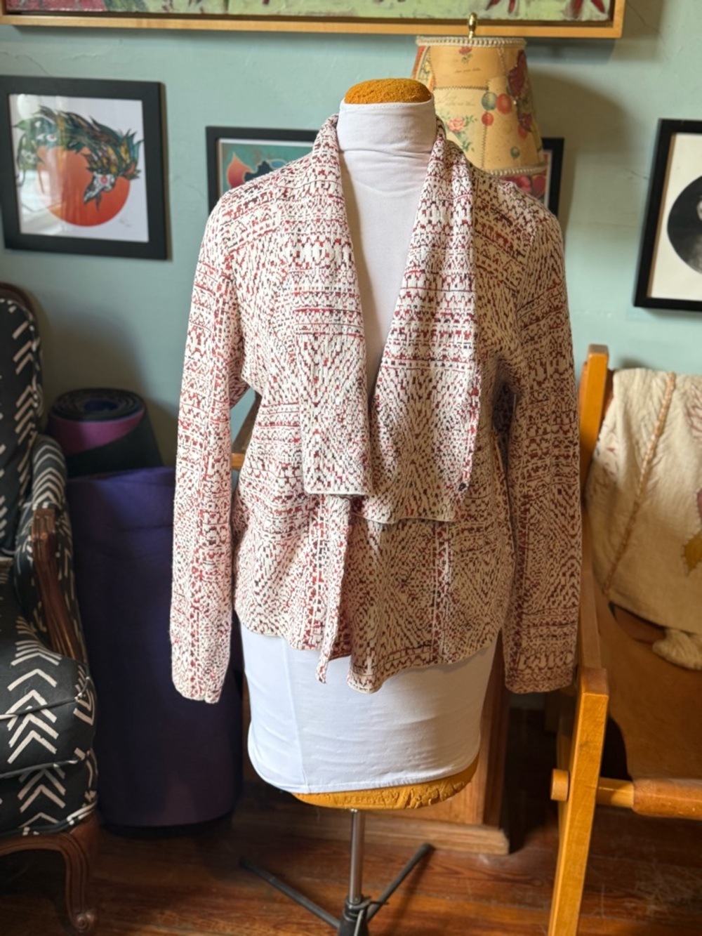 Knox Rose Red and Cream Cardigan